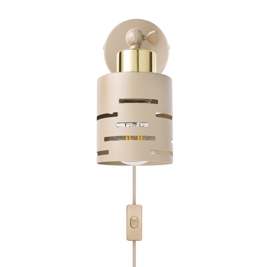 Επιτοίχιο φωτιστικό σποτ με διακόπτη ELEN 1xE27/35W/230V μπεζ/χρυσό