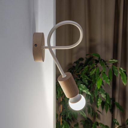 Επιτοίχιο φωτιστικό OXFORD 1xE27/15W/230V φινίρισμα πεύκου/κρεμ