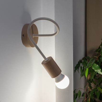 Επιτοίχιο φωτιστικό OXFORD 1xE27/15W/230V φινίρισμα πεύκου/κρεμ