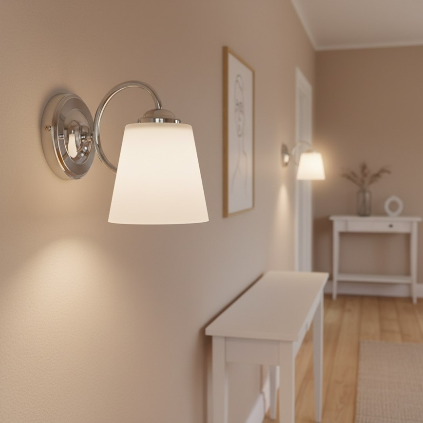 Επιτοίχιο φωτιστικό PAFOS 1xE27/15W/230V γυαλιστερό χρώμιο