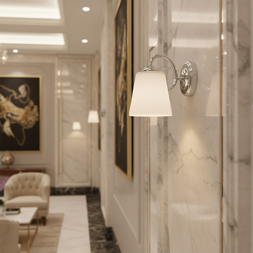 Επιτοίχιο φωτιστικό PAFOS 1xE27/15W/230V γυαλιστερό χρώμιο