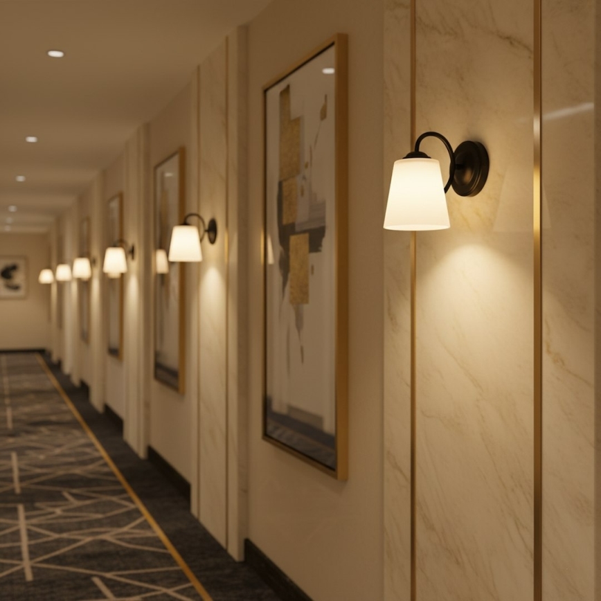 Επιτοίχιο φωτιστικό PAFOS 1xE27/15W/230V μαύρο