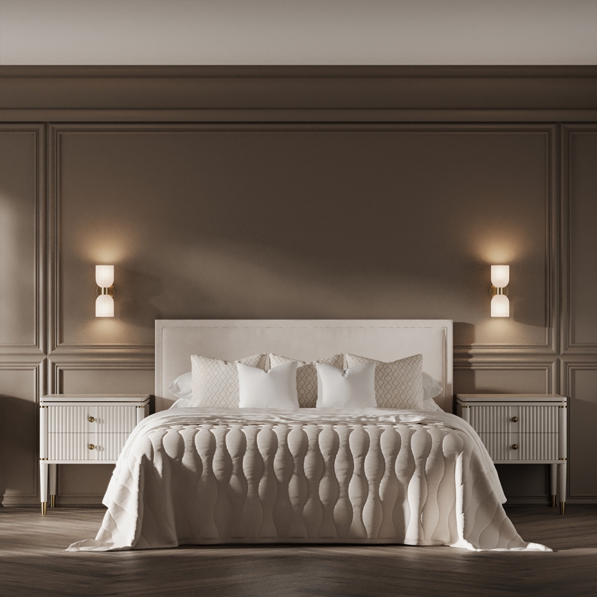 Επιτοίχιο φωτιστικό PIEGA 2xE14/10W/230V ορείχαλκος/λευκό