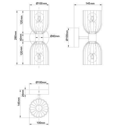 Επιτοίχιο φωτιστικό PIEGA 2xE14/10W/230V ορείχαλκος/λευκό