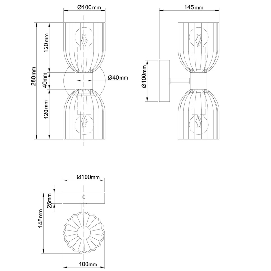 Επιτοίχιο φωτιστικό PIEGA 2xE14/10W/230V ορείχαλκος/λευκό