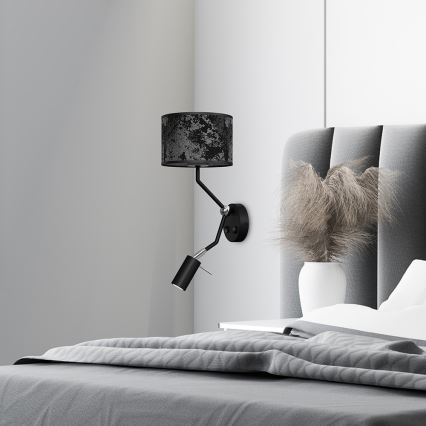 Επιτοίχιο φωτιστικό SATINO 1xE27/40W/230V + 1xGU10/MR11/7W μαύρο/γκρι