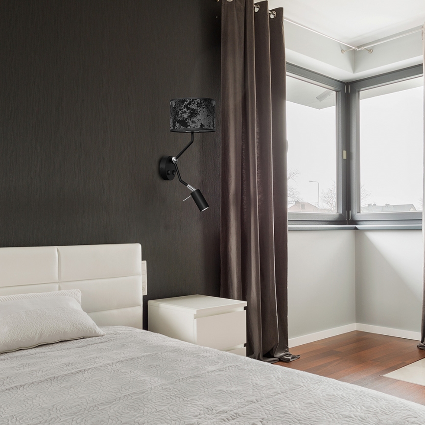 Επιτοίχιο φωτιστικό SATINO 1xE27/40W/230V + 1xGU10/MR11/7W μαύρο/γκρι