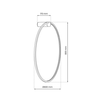 Επιτοίχιο φωτιστικό SATURNO LED/46W/230V διάμ. 80 cm IP44 μαύρο