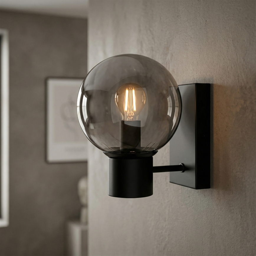 Επιτοίχιο φωτιστικό SFERIO 1xE14/5W/230V μαύρο/καπνιστό μαύρο