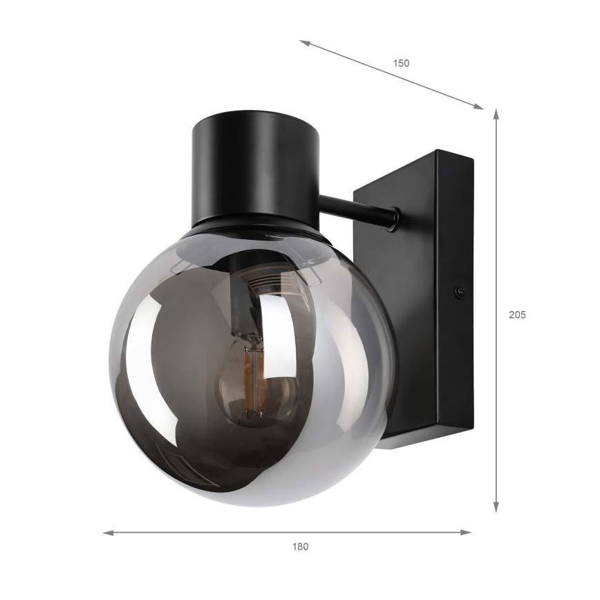 Επιτοίχιο φωτιστικό SFERIO 1xE14/5W/230V μαύρο/καπνιστό μαύρο