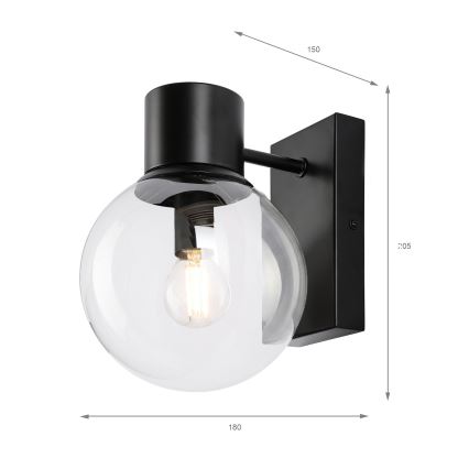Επιτοίχιο φωτιστικό SFERIO 1xE14/5W/230V μαύρο/διάφανο
