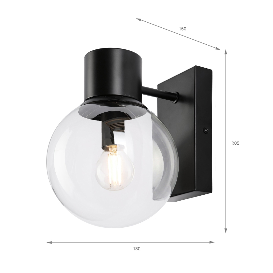 Επιτοίχιο φωτιστικό SFERIO 1xE14/5W/230V μαύρο/διάφανο