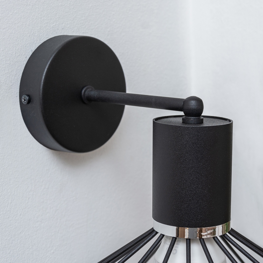 Επιτοίχιο φωτιστικό SOLANO 1xE27/15W/230V μαύρο/γυαλιστερό χρώμιο