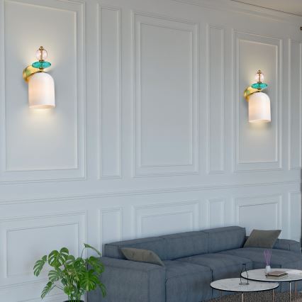 Επιτοίχιο φωτιστικό TROPEA 1xE27/15W/230V χρυσό/καπνιστό ροζ/μπλε/λευκό