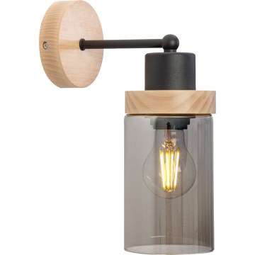 Επιτοίχιο φωτιστικό WOODNEST 1xE27/15W/230V πεύκο/καπνιστό μαύρο