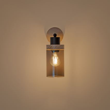 Επιτοίχιο φωτιστικό WOODNEST 1xE27/15W/230V πεύκο/καπνιστό μαύρο