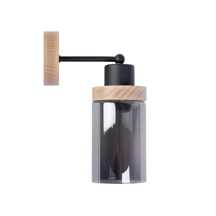 Επιτοίχιο φωτιστικό WOODNEST 1xE27/15W/230V πεύκο/καπνιστό μαύρο