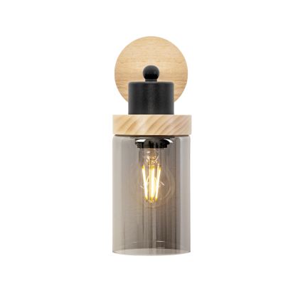 Επιτοίχιο φωτιστικό WOODNEST 1xE27/15W/230V πεύκο/καπνιστό μαύρο