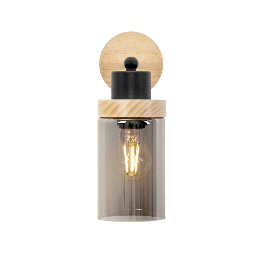 Επιτοίχιο φωτιστικό WOODNEST 1xE27/15W/230V πεύκο/καπνιστό μαύρο