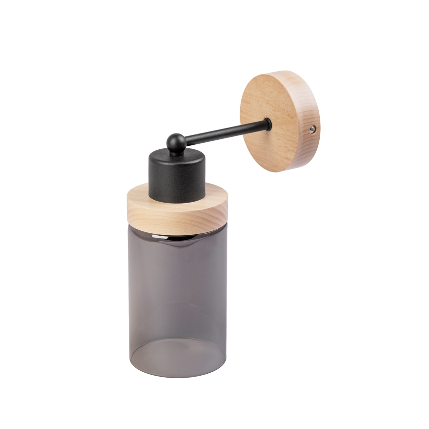 Επιτοίχιο φωτιστικό WOODNEST 1xE27/15W/230V πεύκο/καπνιστό μαύρο