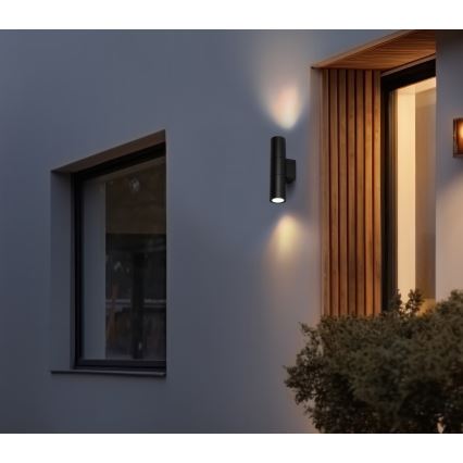 Επιτοίχιο φωτιστικό εξωτερικού χώρου 2xGU10/35W/230V IP54 στρογγυλό μαύρο
