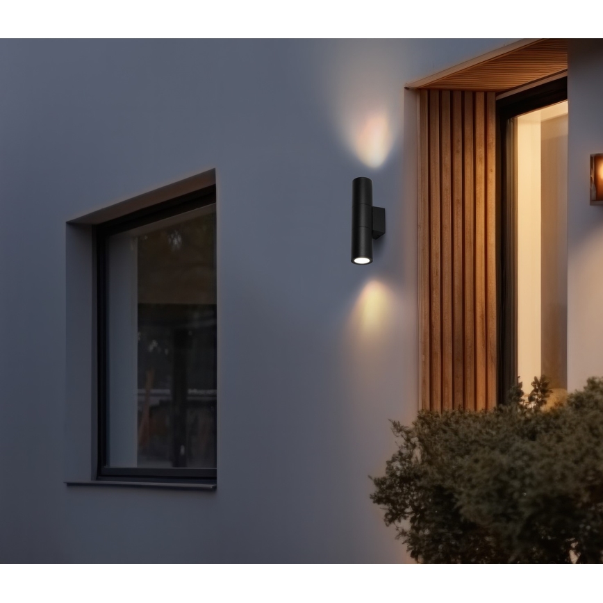 Επιτοίχιο φωτιστικό εξωτερικού χώρου 2xGU10/35W/230V IP54 στρογγυλό μαύρο