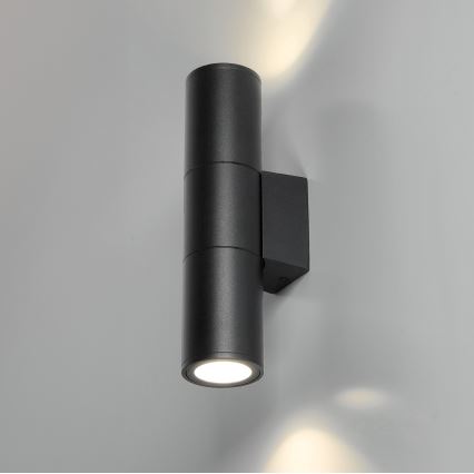Επιτοίχιο φωτιστικό εξωτερικού χώρου 2xGU10/35W/230V IP54 στρογγυλό μαύρο
