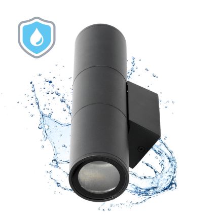 Επιτοίχιο φωτιστικό εξωτερικού χώρου 2xGU10/35W/230V IP54 στρογγυλό μαύρο