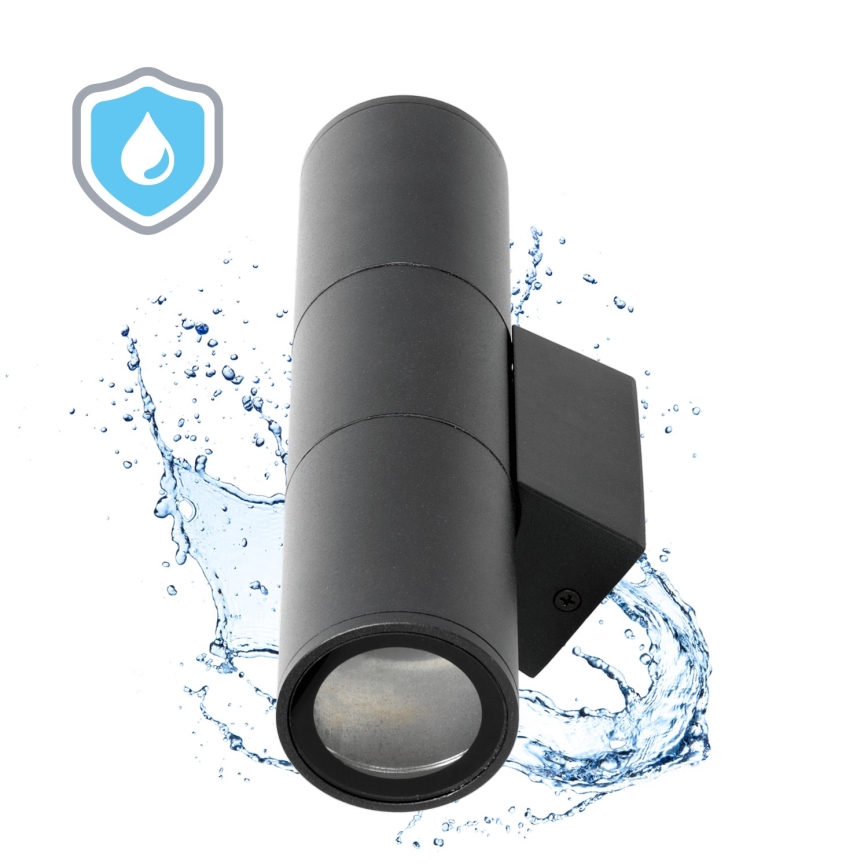 Επιτοίχιο φωτιστικό εξωτερικού χώρου 2xGU10/35W/230V IP54 στρογγυλό μαύρο