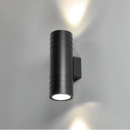 Επιτοίχιο φωτιστικό εξωτερικού χώρου 2xGU10/35W/230V IP54 στρογγυλό μαύρο
