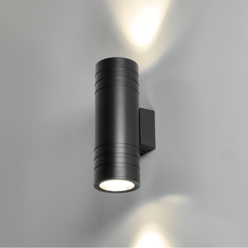 Επιτοίχιο φωτιστικό εξωτερικού χώρου 2xGU10/35W/230V IP54 στρογγυλό μαύρο