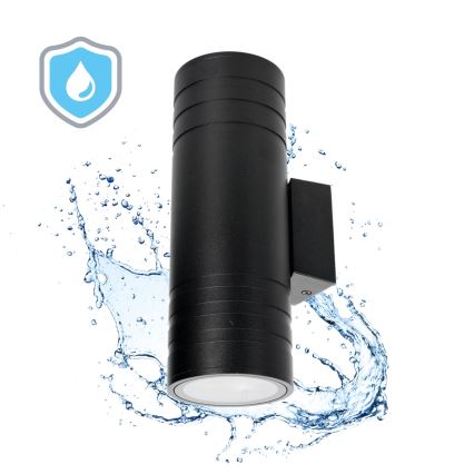 Επιτοίχιο φωτιστικό εξωτερικού χώρου 2xGU10/35W/230V IP54 στρογγυλό μαύρο