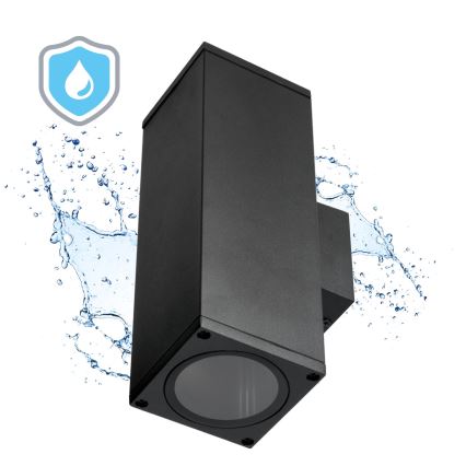 Επιτοίχιο φωτιστικό εξωτερικού χώρου 2xGU10/35W/230V IP54 γωνιακό μαύρο