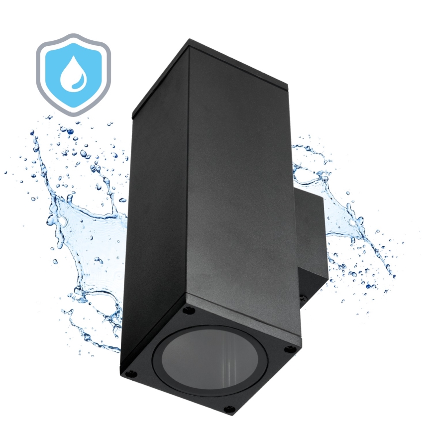 Επιτοίχιο φωτιστικό εξωτερικού χώρου 2xGU10/35W/230V IP54 γωνιακό μαύρο