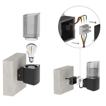 Επιτοίχιο φωτιστικό εξωτερικού χώρου LANA 1xE27/25W/230V IP54