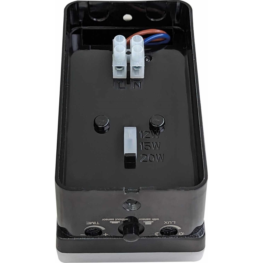 LED ρυθμιζόμενο εξωτερικό επιτοίχιο φωτιστικό με αισθητήρα κίνησης και σούρουπου LED/12/15/20W/230V IP65 μαύρο