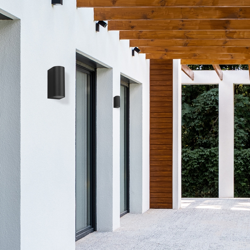 Επιτοίχιο φωτιστικό εξωτερικού χώρου OVALIS 2xGU10/35W/230V IP44 μαύρο