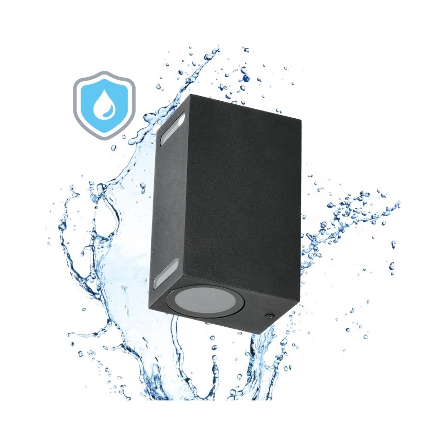 Επιτοίχιο φωτιστικό εξωτερικού χώρου QUERK 2xGU10/35W/230V IP54 15 cm μαύρο