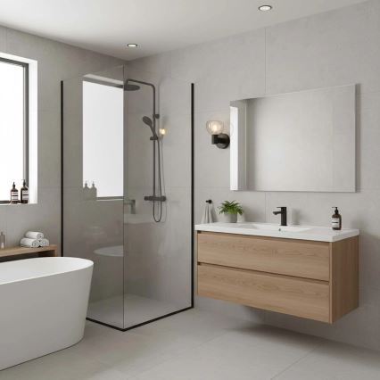 Επιτοίχιο φωτιστικό μπάνιου POLA 1xG9/5W/230V IP44 μαύρο/διάφανο