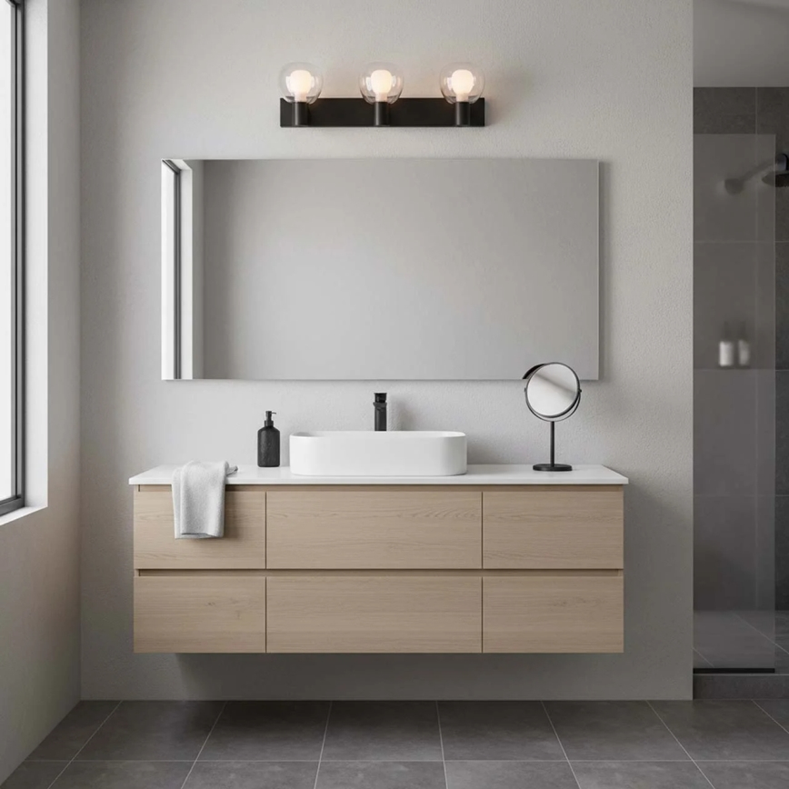 Επιτοίχιο φωτιστικό μπάνιου POLA 3xG9/5W/230V IP44 μαύρο/διάφανο