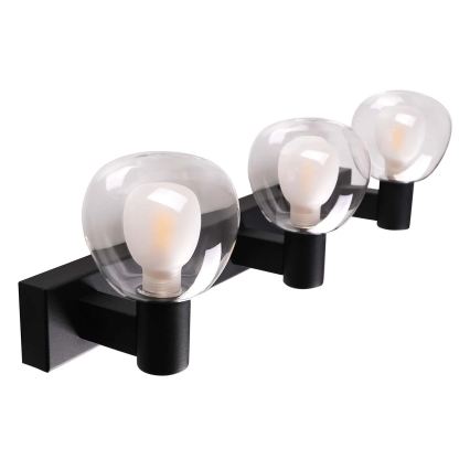 Επιτοίχιο φωτιστικό μπάνιου POLA 3xG9/5W/230V IP44 μαύρο/διάφανο