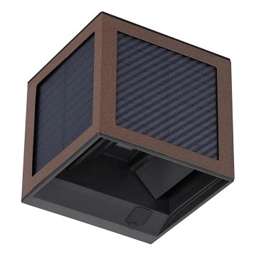 Επιτοίχιο ηλιακό φωτιστικό LED με αισθητήρα LED/9W/3,7V 3000/4000/6000K IP65 2600 mAh καφέ