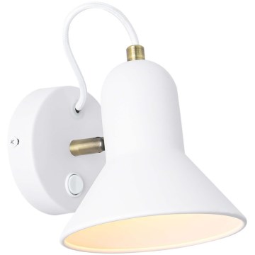 Επιτοίχιο σποτ ASTAMA 1xE27/40W/230V σε λευκό/ορείχαλκο