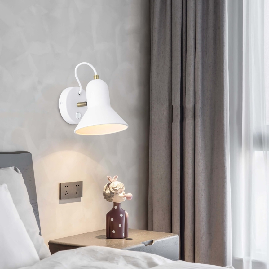 Επιτοίχιο σποτ ASTAMA 1xE27/40W/230V σε λευκό/ορείχαλκο