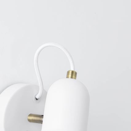 Επιτοίχιο σποτ ASTAMA 1xE27/40W/230V σε λευκό/ορείχαλκο