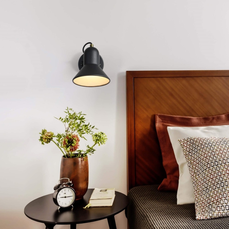 Επιτοίχιο σποτ φωτιστικό ASTAMA 1xE27/40W/230V μαύρο/ορείχαλκος