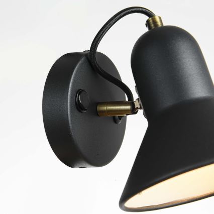 Επιτοίχιο σποτ φωτιστικό ASTAMA 1xE27/40W/230V μαύρο/ορείχαλκος