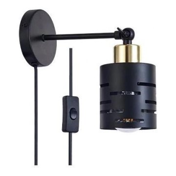 Επιτοίχιο σποτ φωτιστικό με διακόπτη ELEN 1xE27/35W/230V μαύρο/χρυσό