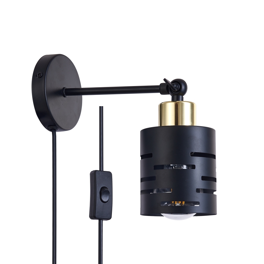 Επιτοίχιο σποτ φωτιστικό με διακόπτη ELEN 1xE27/35W/230V μαύρο/χρυσό