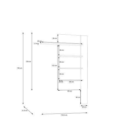 Επιτοίχιο ράφι INAR σε δρυς/μαύρο